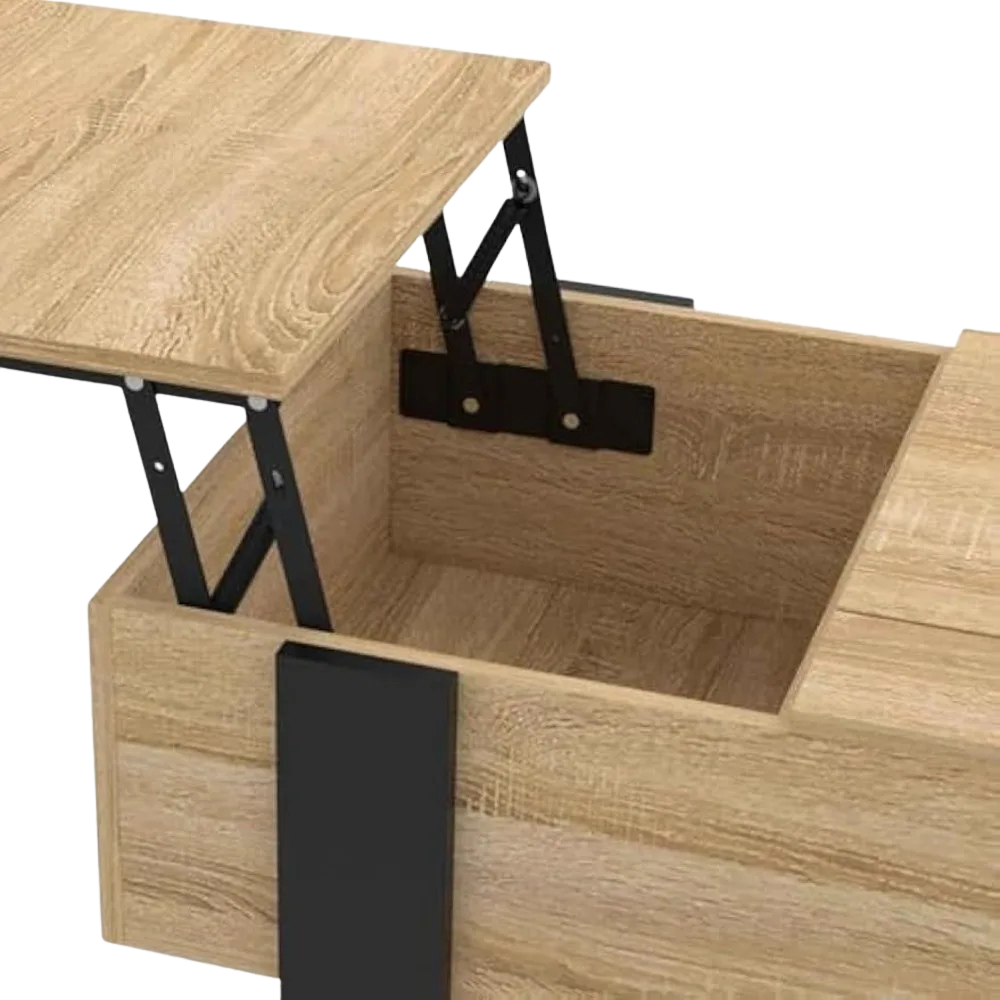 Table basse rectangulaire relevable à double plateau