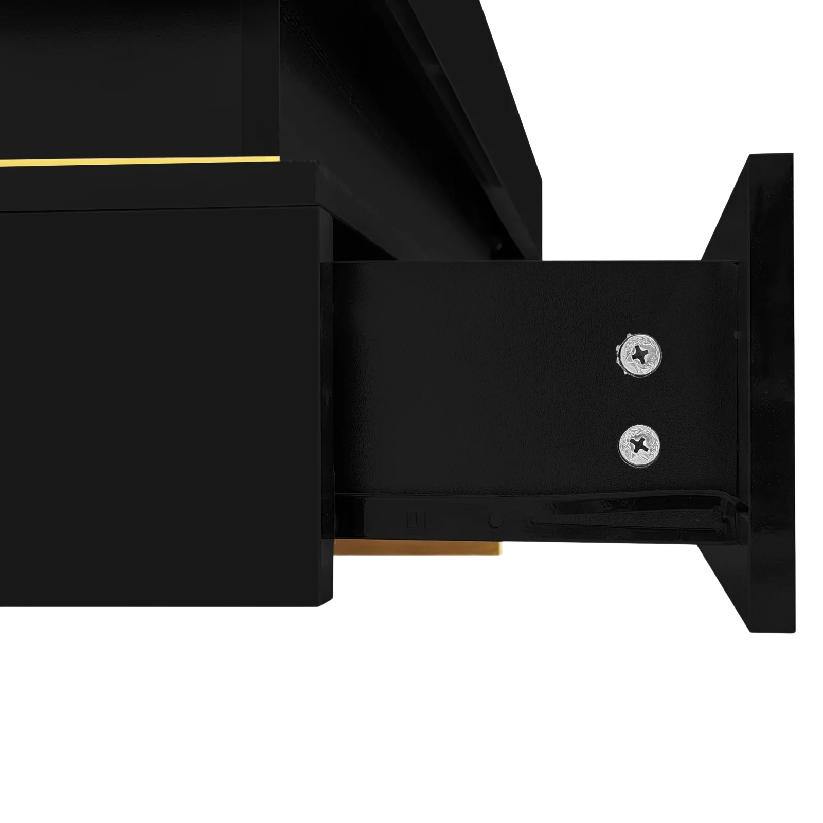 Table basse carrée noire et dorée avec rangements design