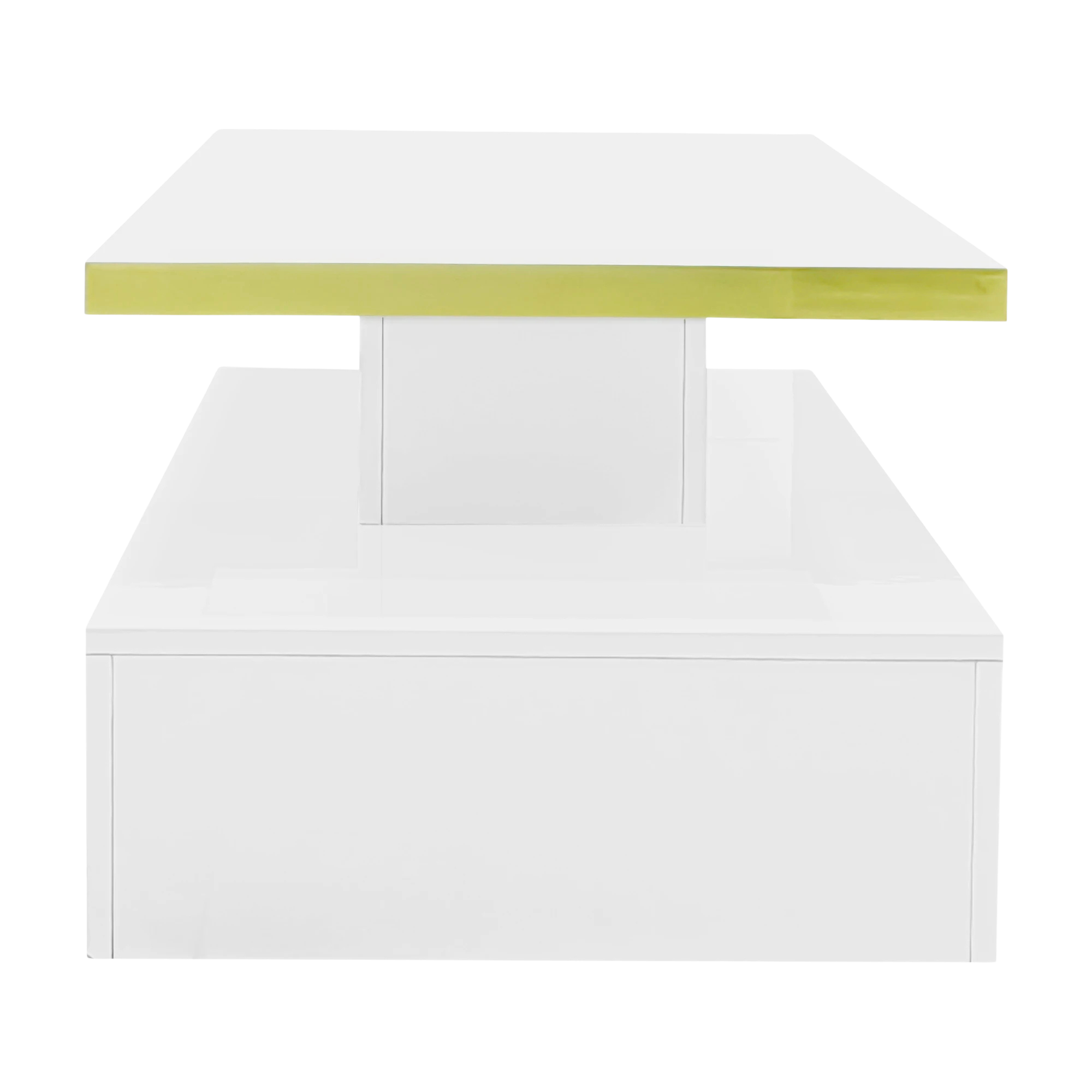 Table basse design à 2 niveaux avec tiroir et LED