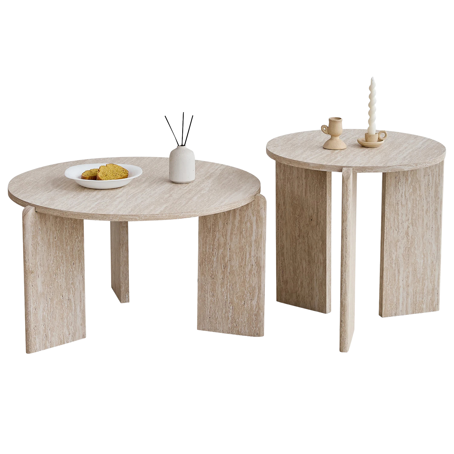 Table basse gigogne ronde en bois design scandinave