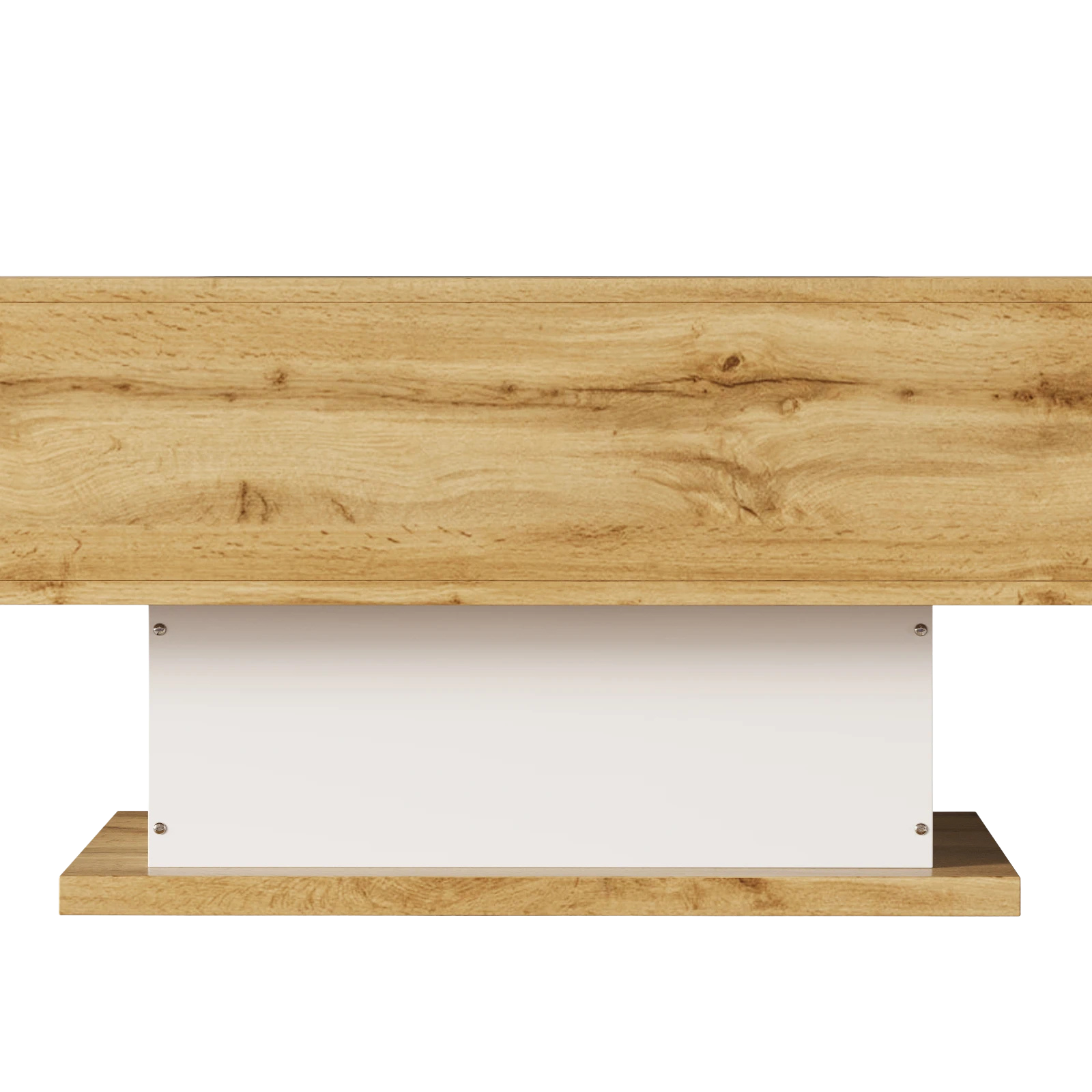 Table basse moderne en bois et verre avec LED et tiroirs