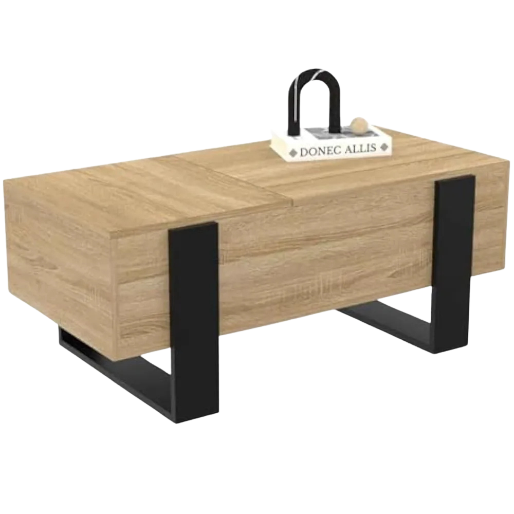 Table basse rectangulaire relevable à double plateau