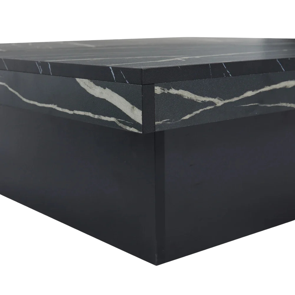 Table basse carrée avec tiroirs et plateau coulissant