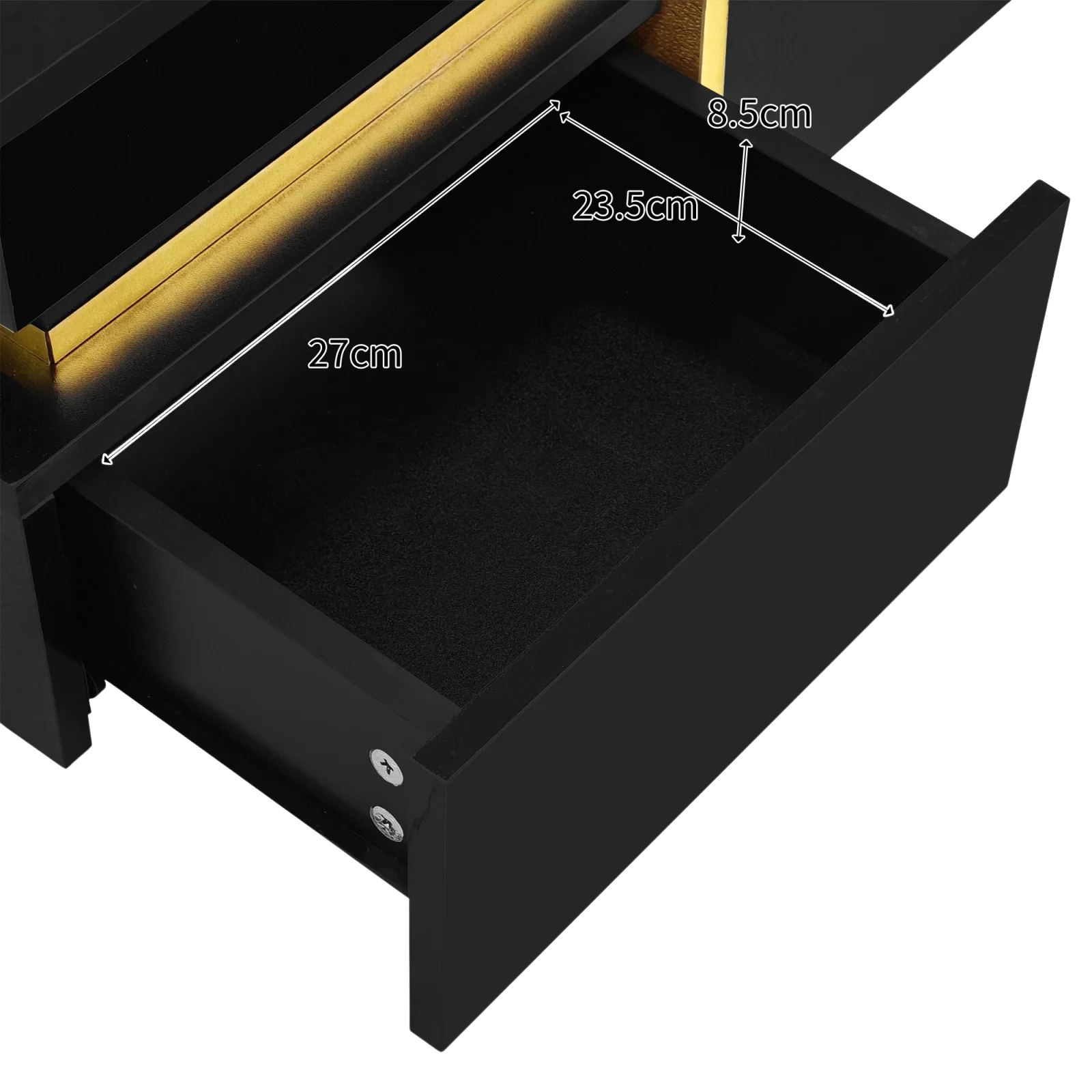 Table basse carrée noire et dorée avec rangements design