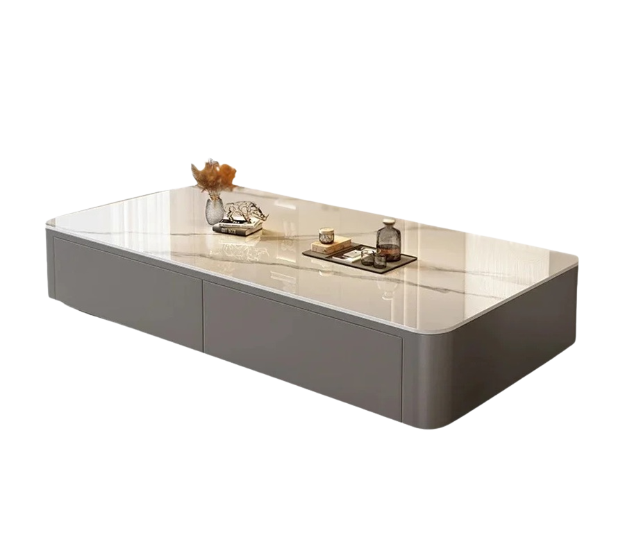 Table basse design effet marbre avec rangements