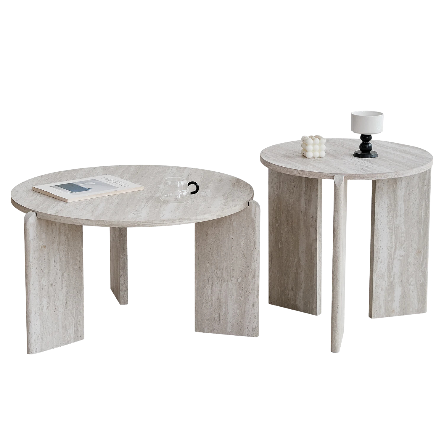 Table basse gigogne ronde en bois design scandinave