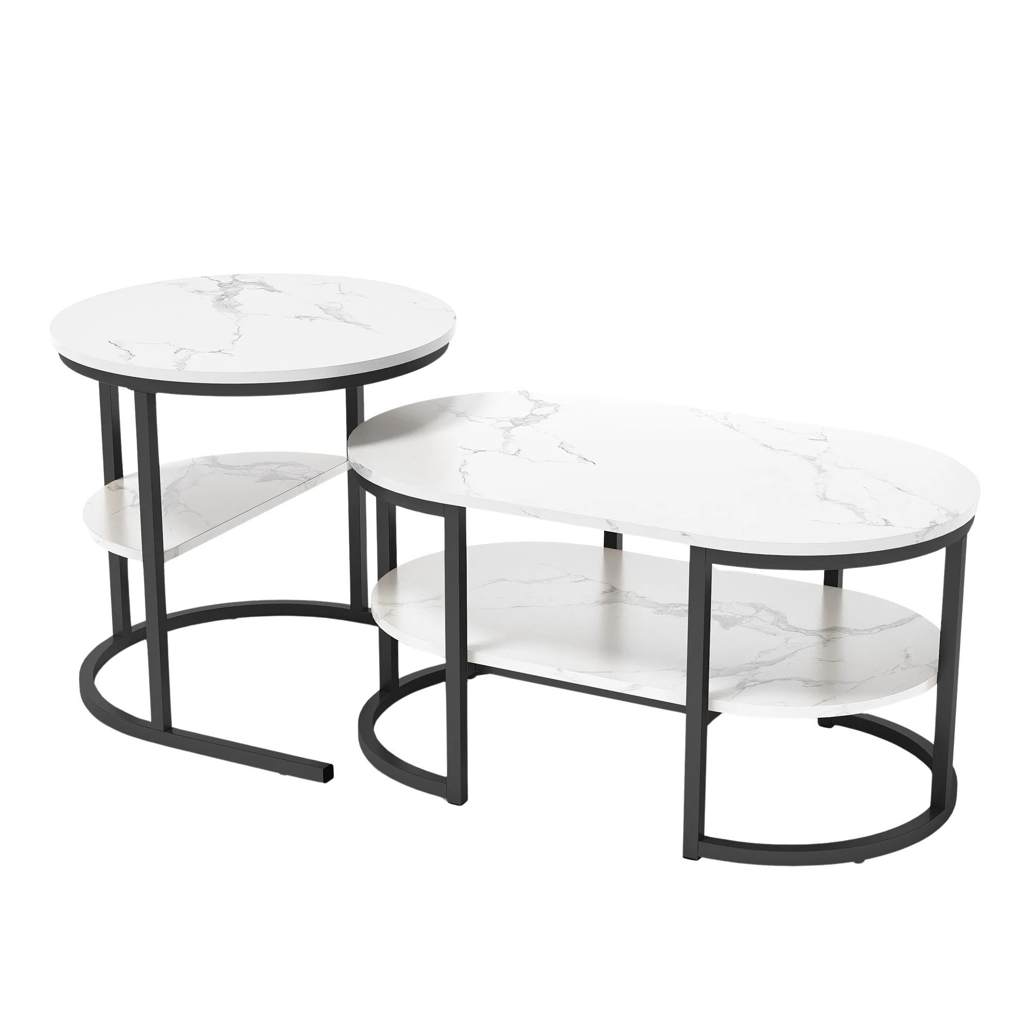 Table basse gigogne marbre avec structure en métal design