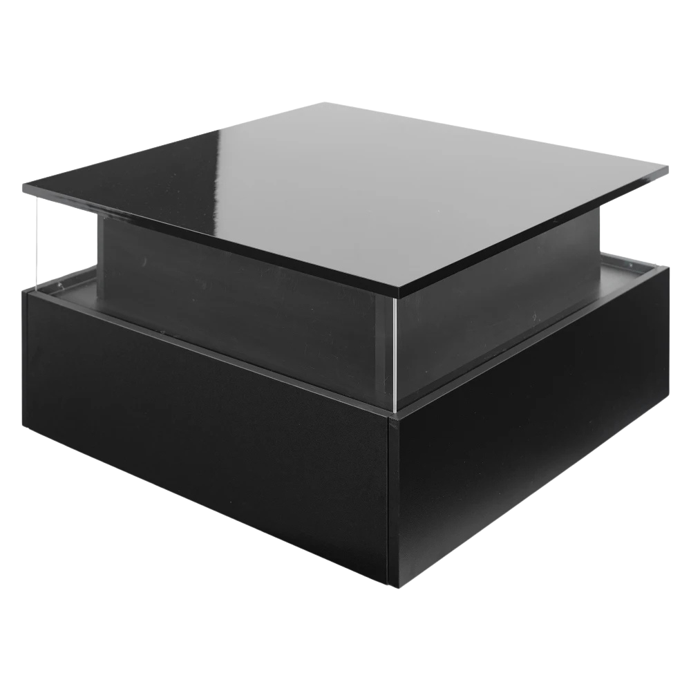 Table basse carrée avec vitrine et LED