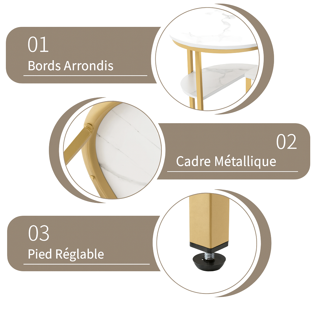 Table basse gigogne marbre avec structure en métal design