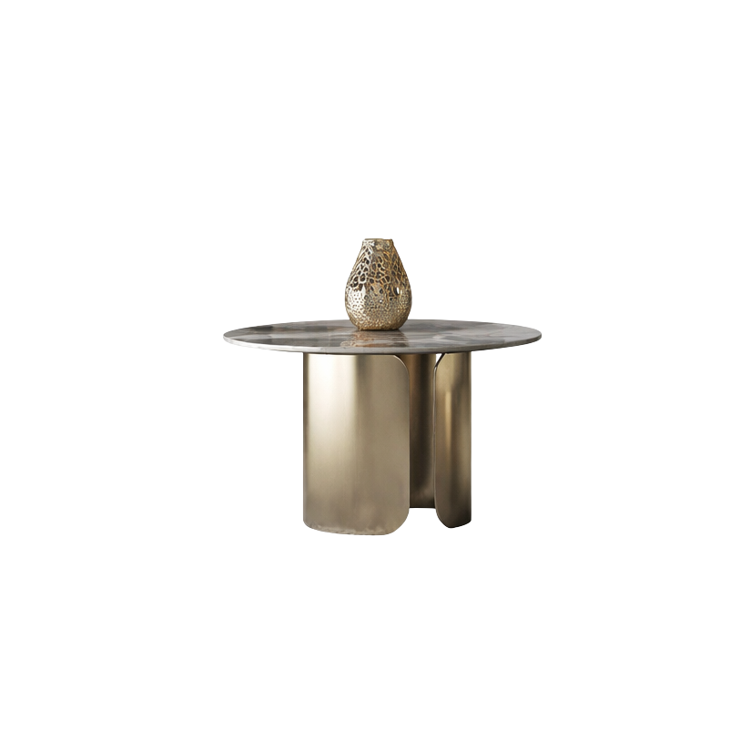 Table basse gigogne ronde en marbre et métal style nordique