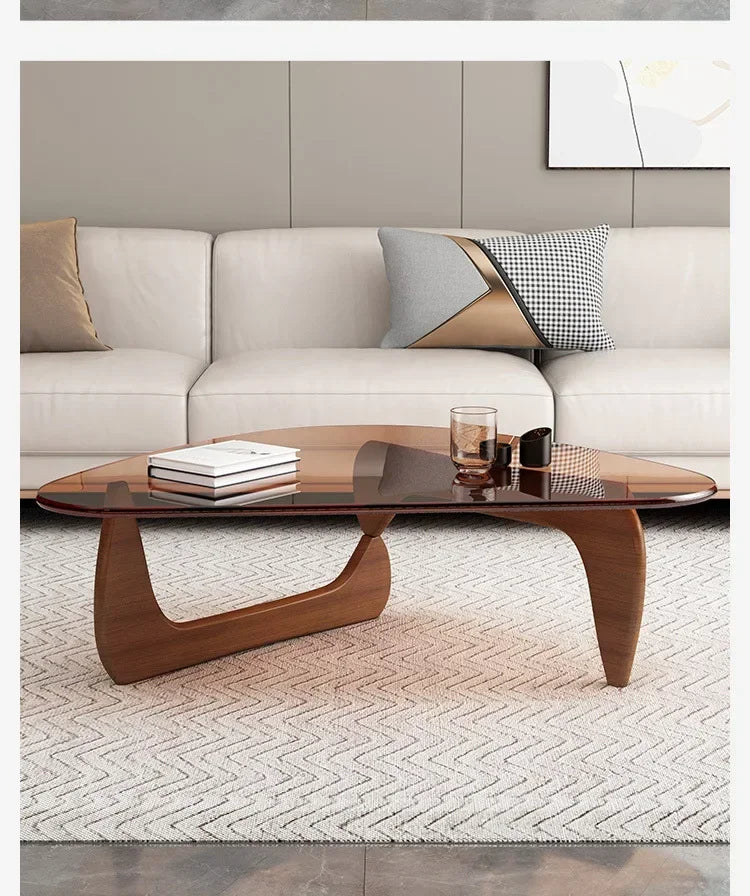 Table basse ovale en verre design scandinave