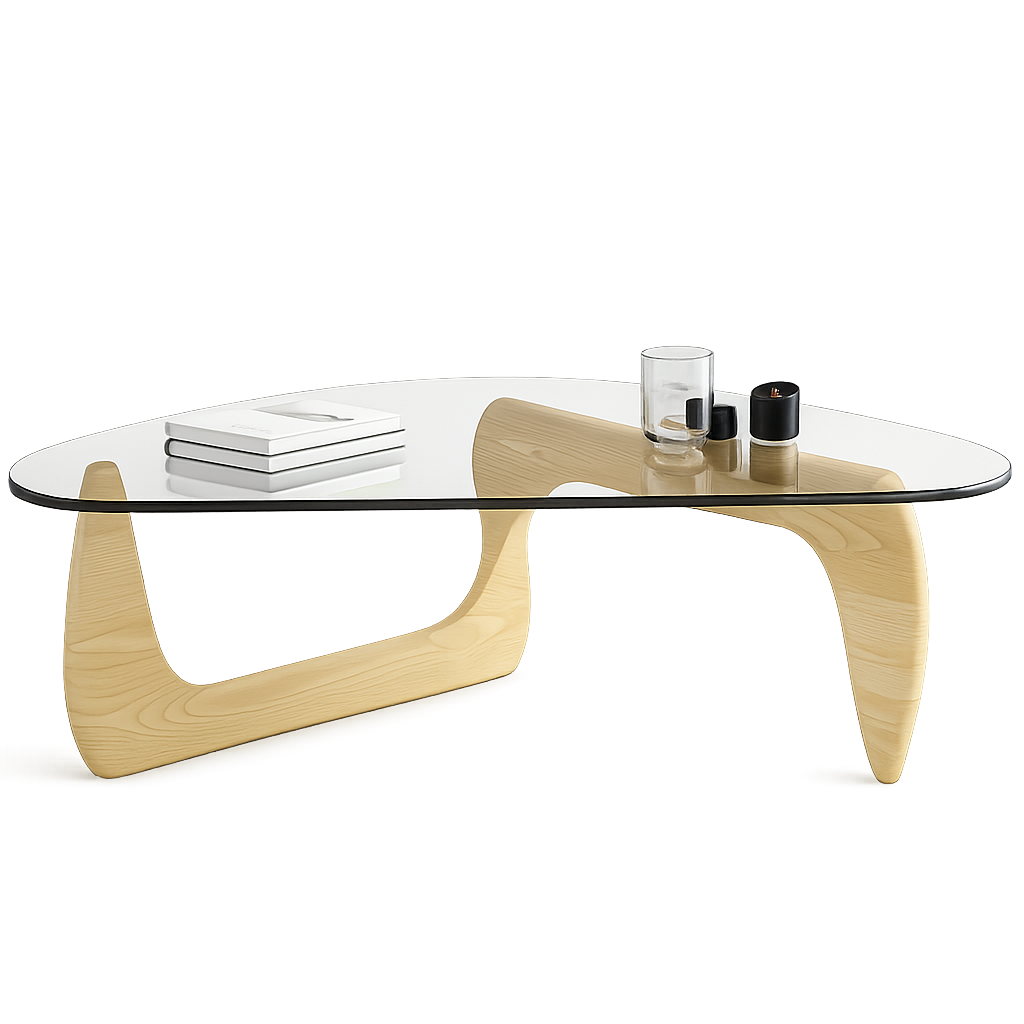 Table basse ovale en verre design scandinave