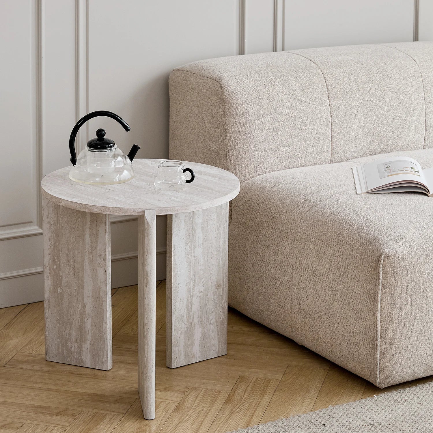 Table basse gigogne ronde en bois design scandinave