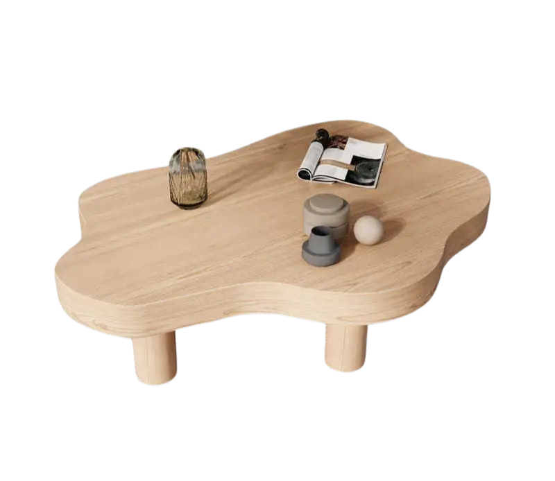 Table basse en bois massif forme nuage design