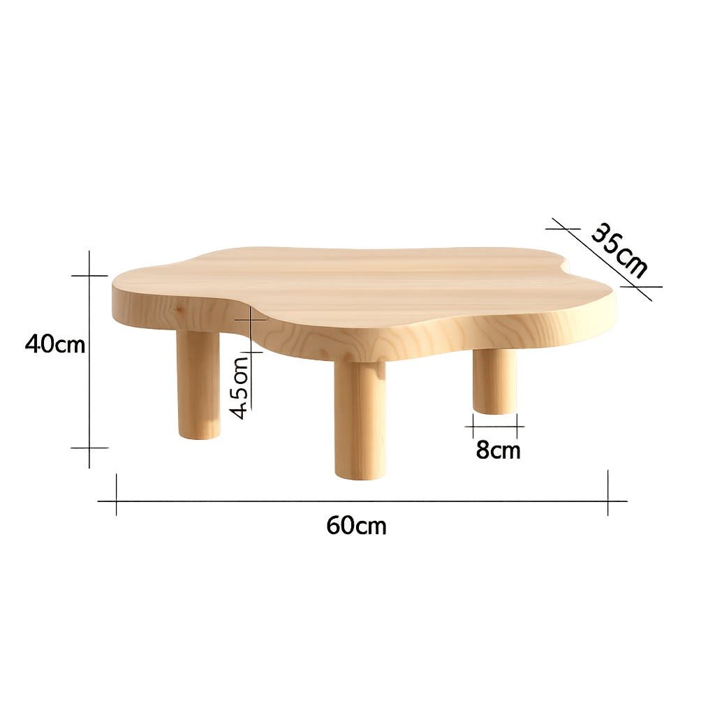 Table basse en bois massif forme nuage design