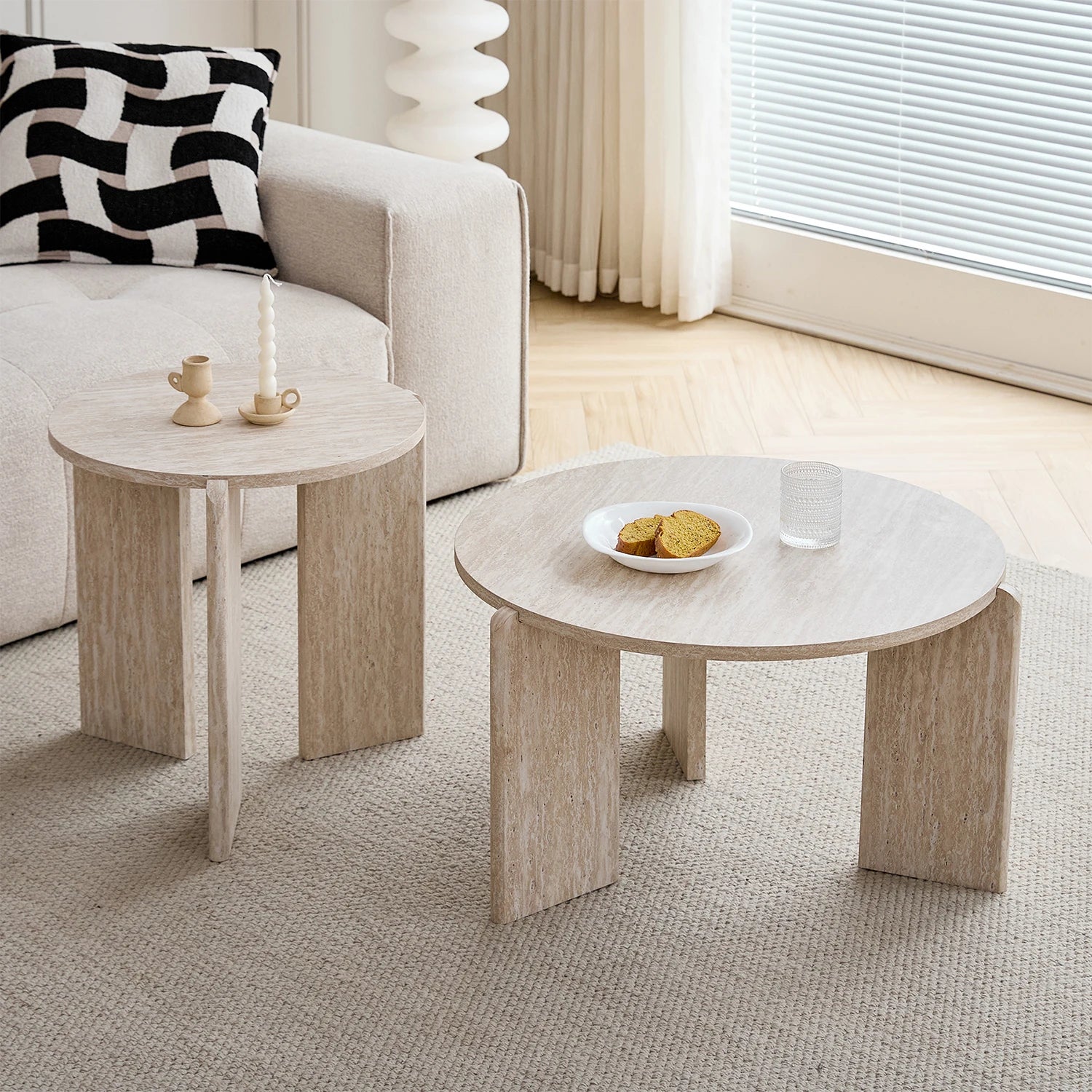 Table basse gigogne ronde en bois design scandinave