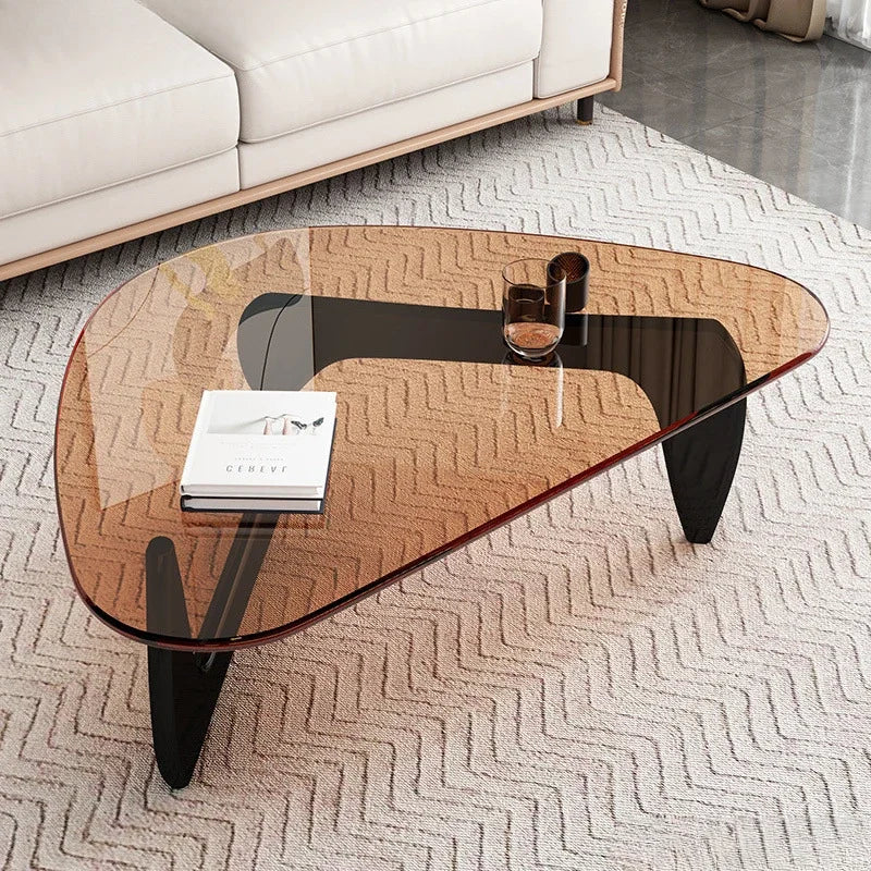 Table basse ovale en verre design scandinave
