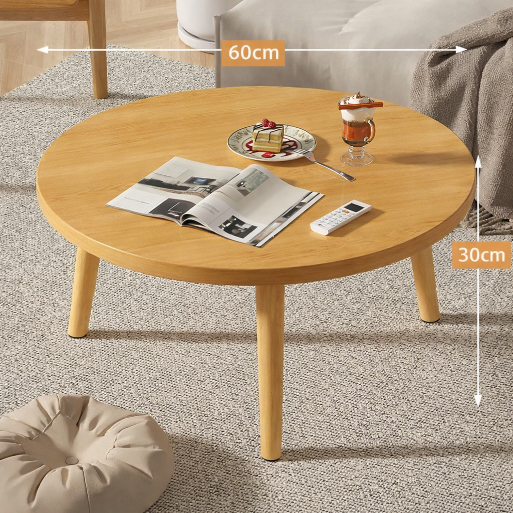 Table basse ronde en bois minimaliste