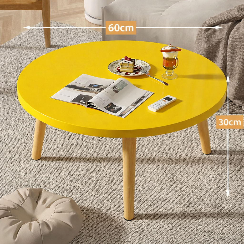 Table basse ronde en bois minimaliste