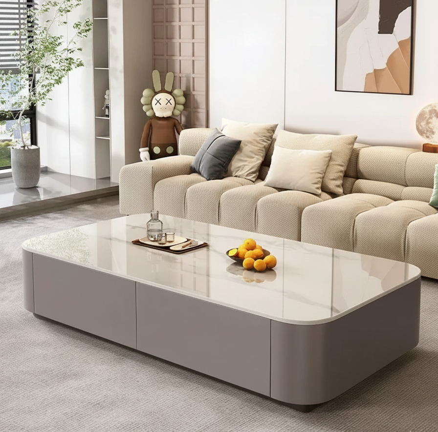 Table basse design italien rectangulaire en céramique