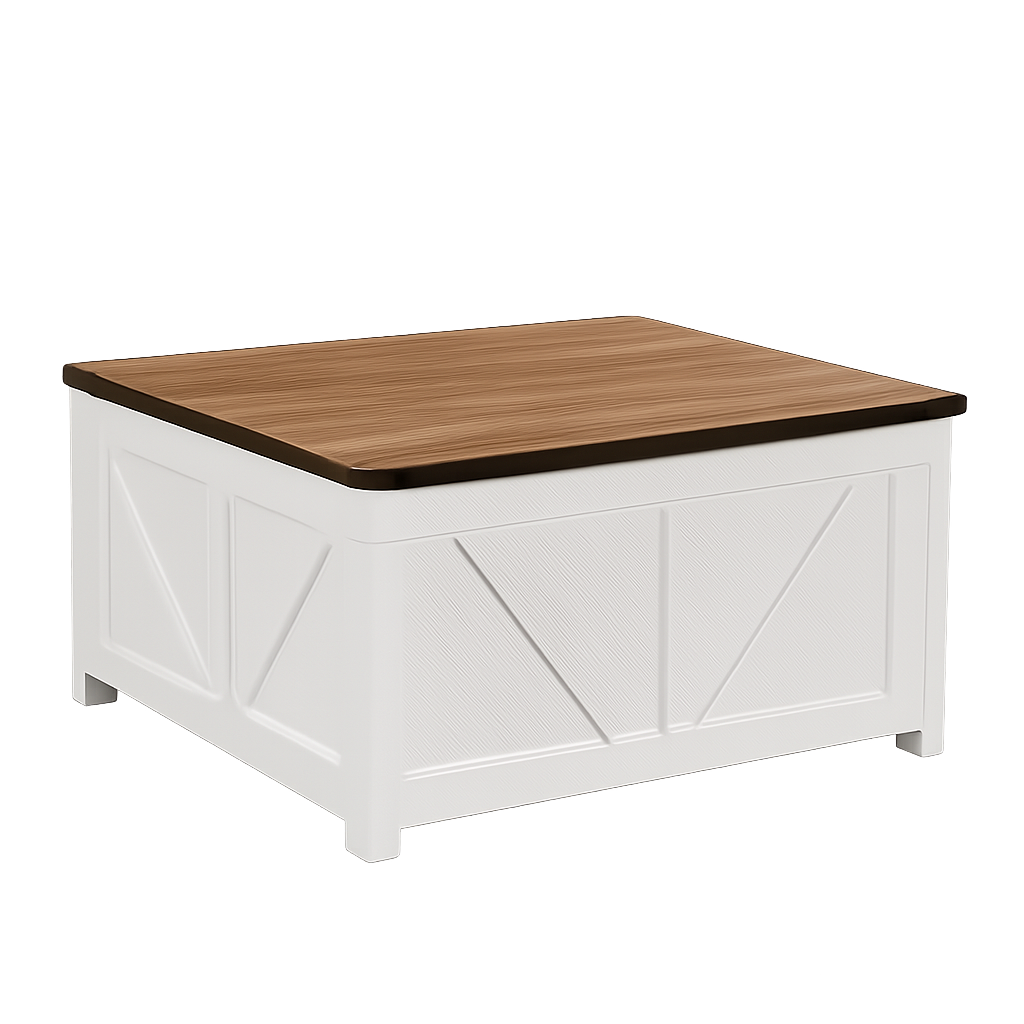 Table basse carrée à plateau relevable en bois design