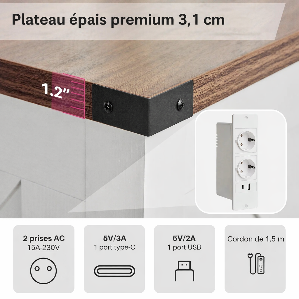 Table basse carrée à plateau relevable en bois design