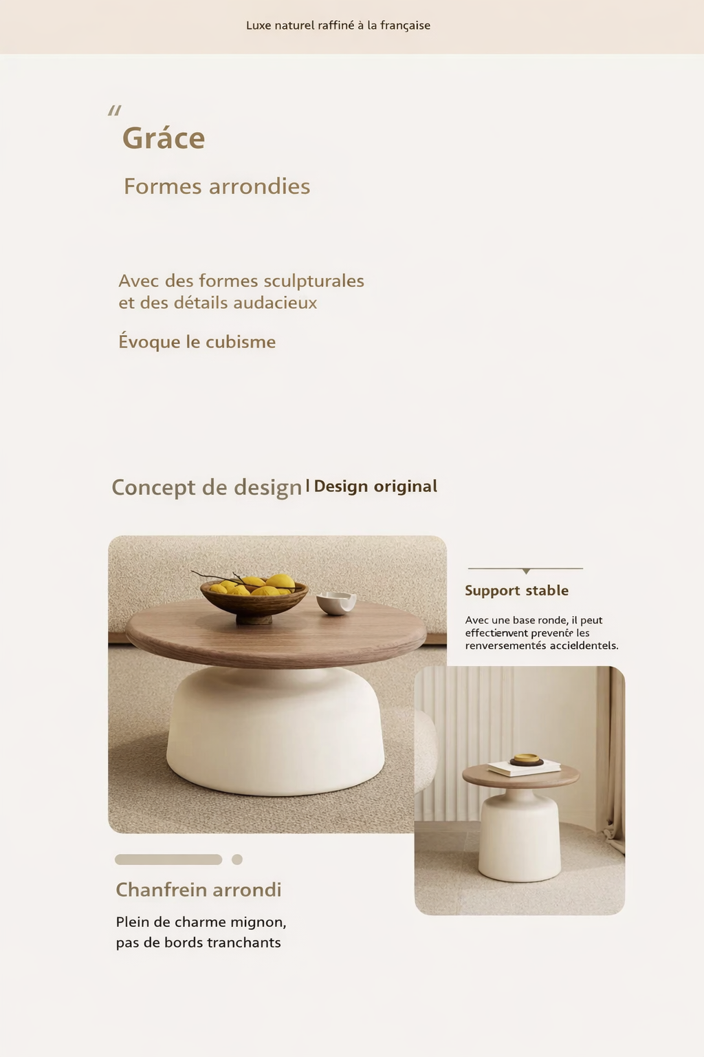 Table basse gigogne ronde et design scandinave