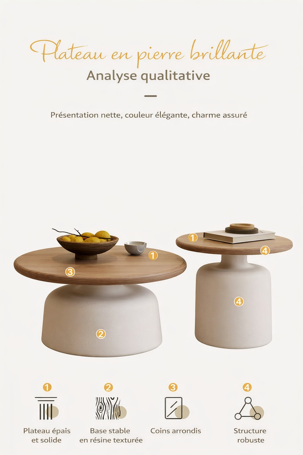 Table basse gigogne ronde et design scandinave