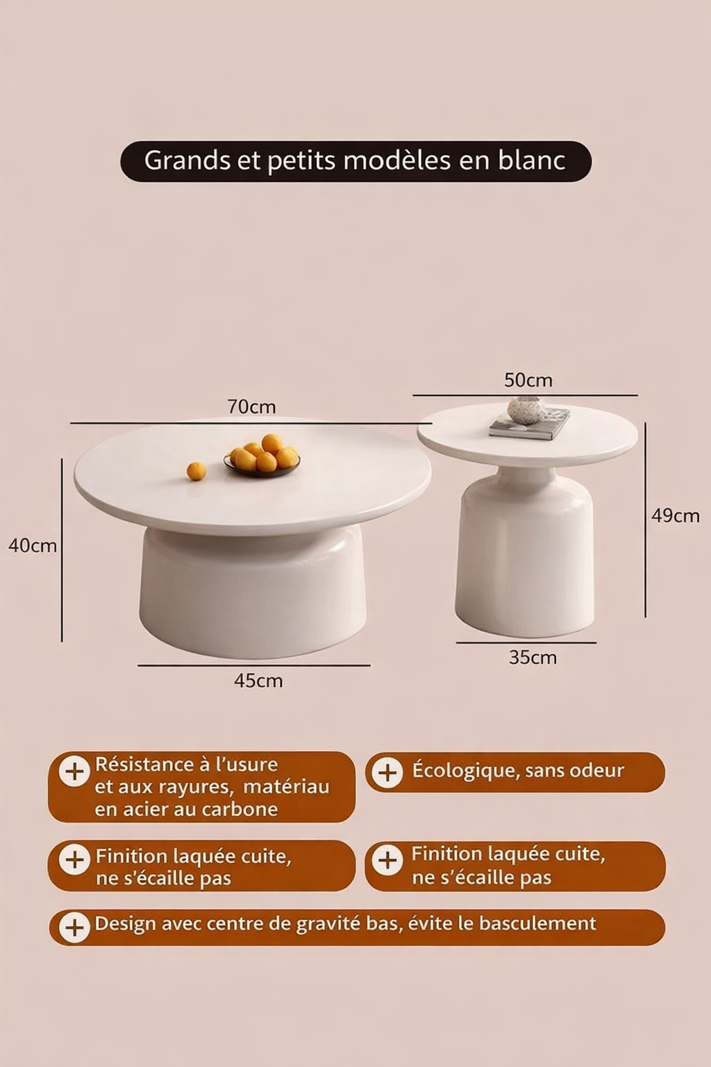 Table basse gigogne ronde et design scandinave