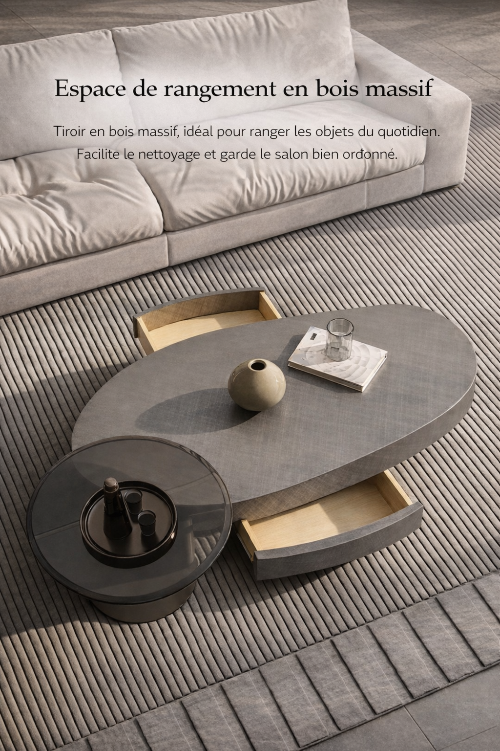 Table basse gigogne ronde et organique au design luxe