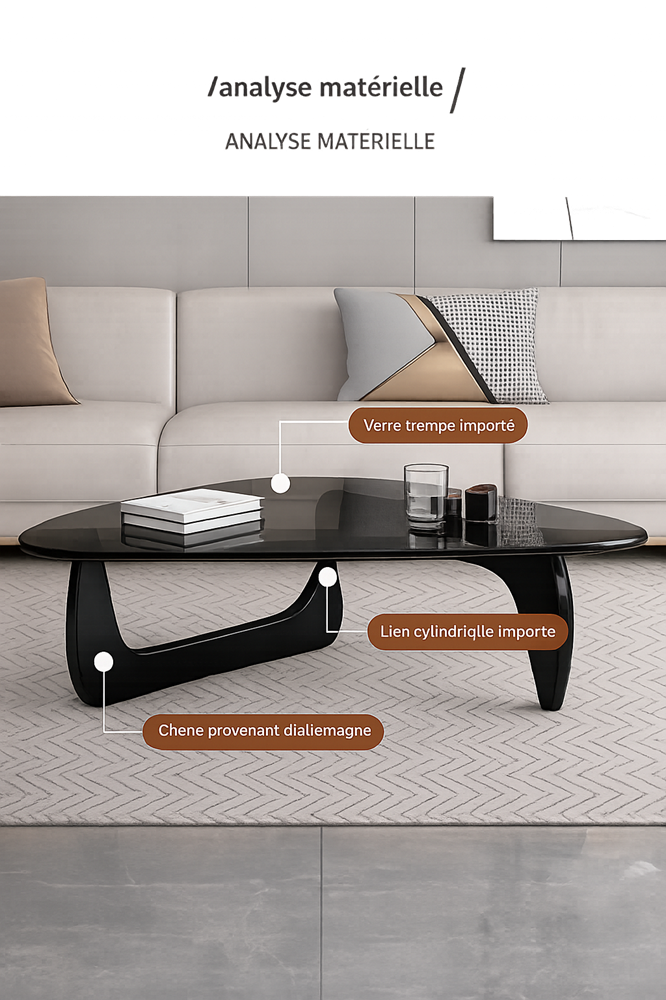 Table basse ovale en verre design scandinave