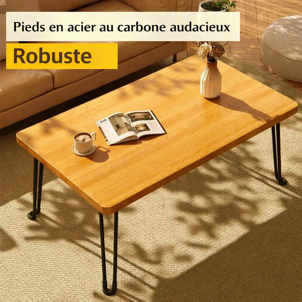Table basse pliante rectangulaire en bois pour petit espace
