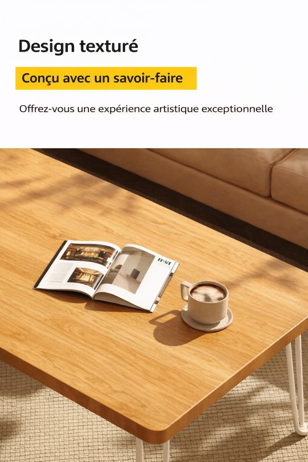 Table basse pliante rectangulaire en bois pour petit espace