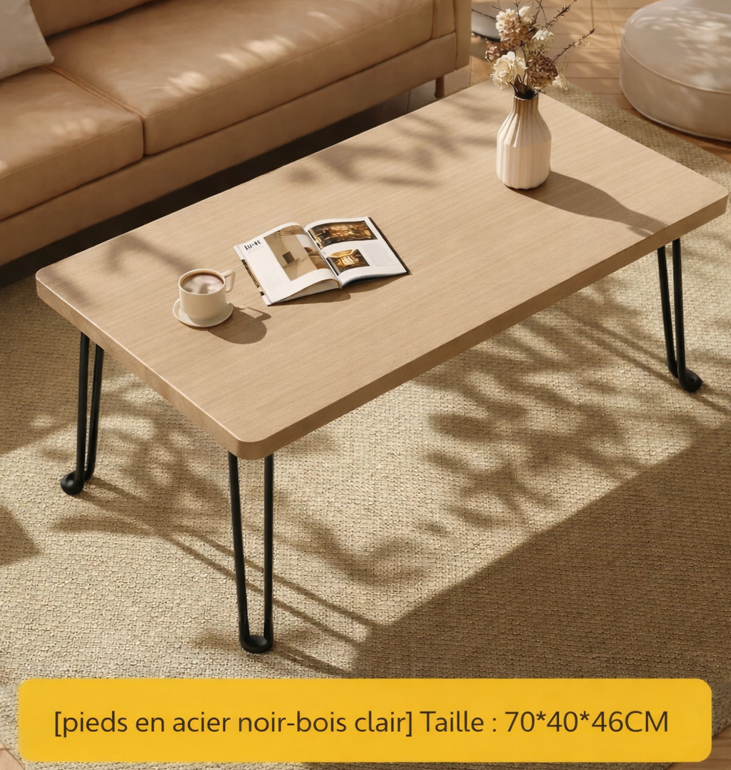Table basse pliante rectangulaire en bois pour petit espace