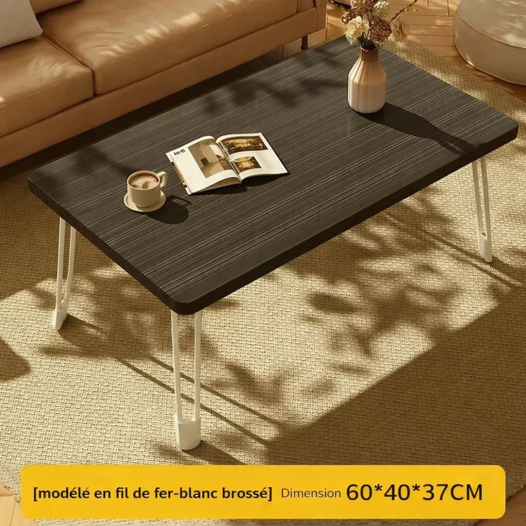 Table basse pliante rectangulaire en bois pour petit espace
