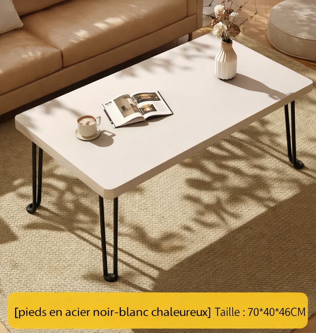 Table basse pliante rectangulaire en bois pour petit espace