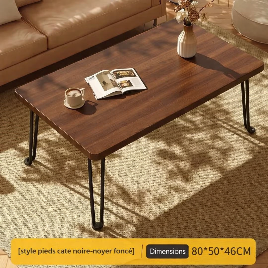 Table basse pliante rectangulaire en bois pour petit espace