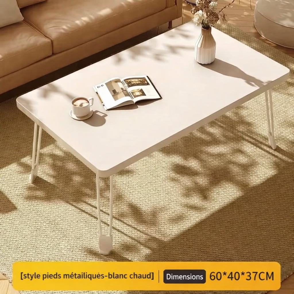 Table basse pliante rectangulaire en bois pour petit espace