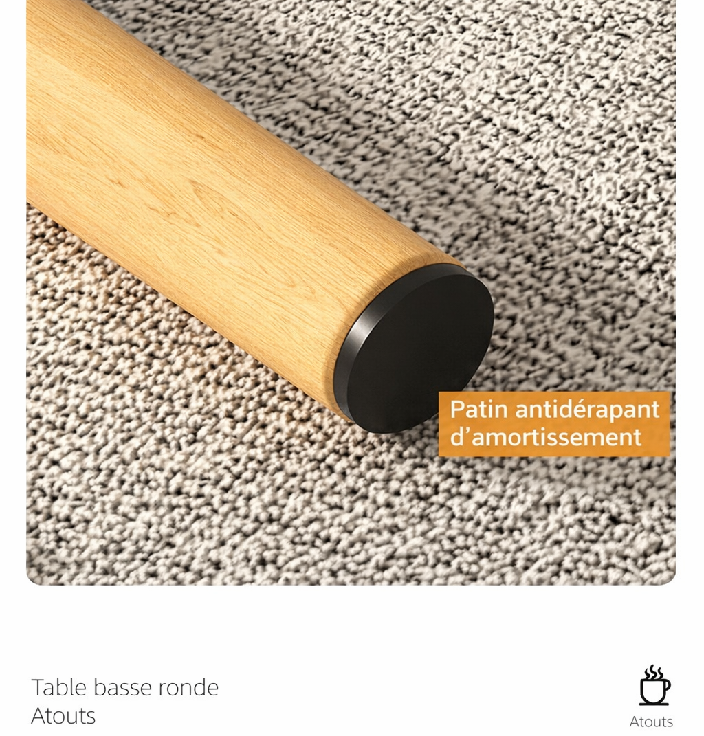 Table basse ronde en bois minimaliste