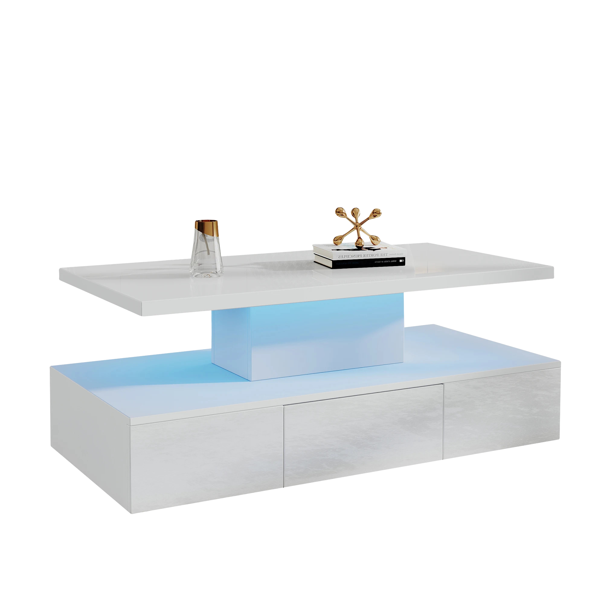 Table basse à double plateau avec LED