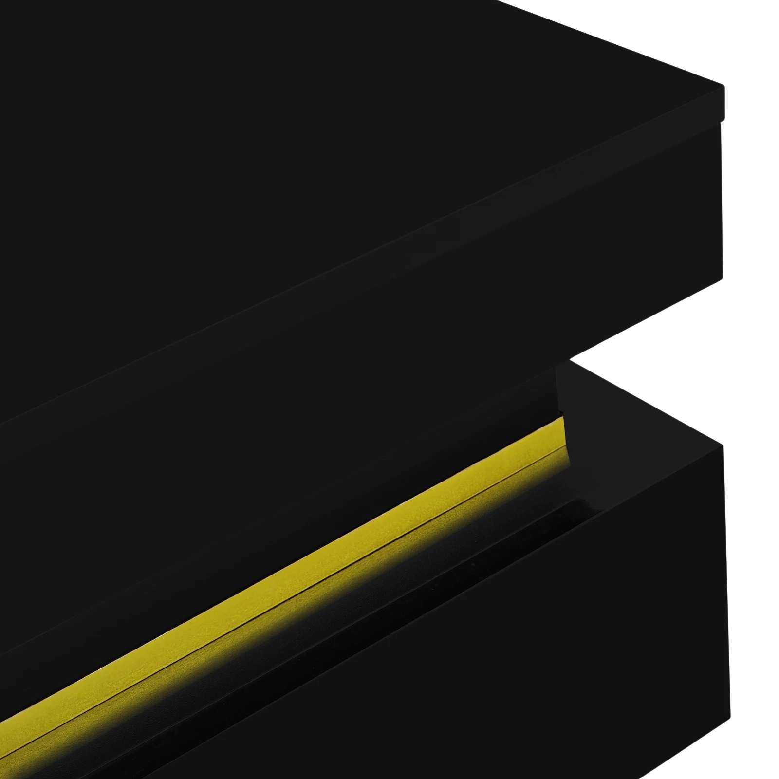 Table basse carrée noire et dorée avec rangements design