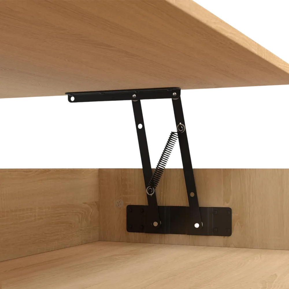 Table basse relevable rectangulaire bois et blanc design