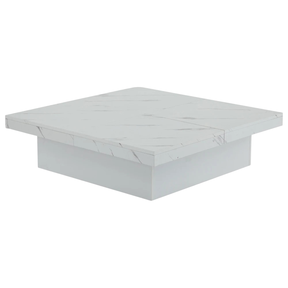 Table basse carrée avec tiroirs et plateau coulissant