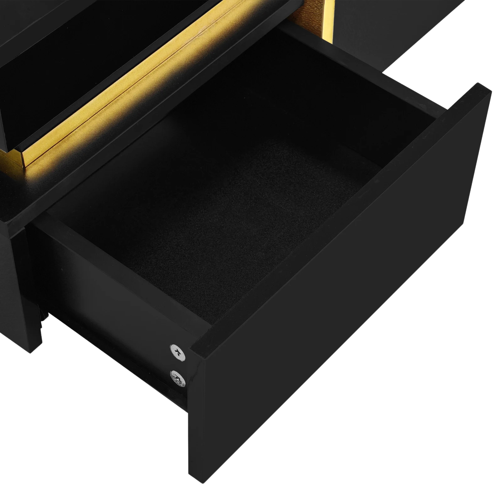 Table basse carrée noire et dorée avec rangements design