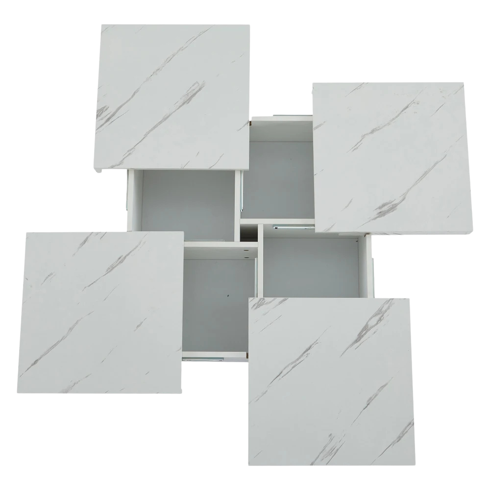 Table basse carrée avec tiroirs et plateau coulissant