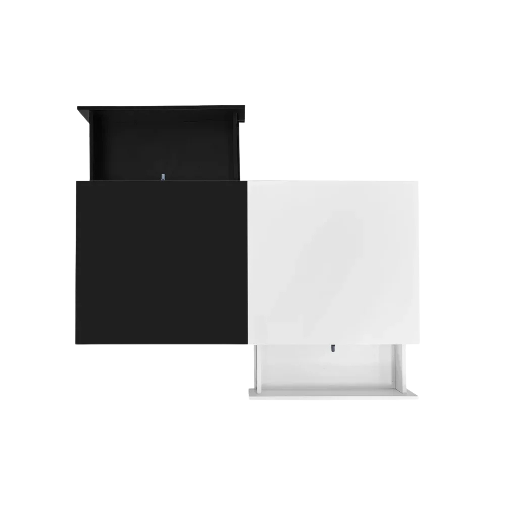 Table basse rectangulaire noire et blanche design avec rangements