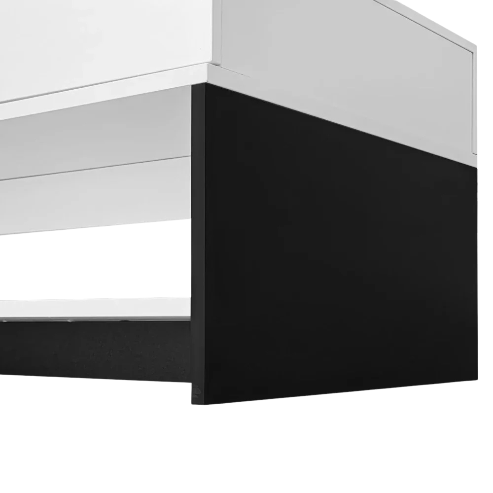 Table basse rectangulaire noire et blanche design avec rangements