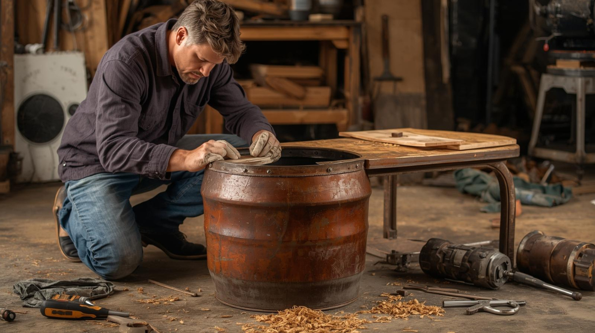 Comment faire une table basse avec un fût métal facilement ?