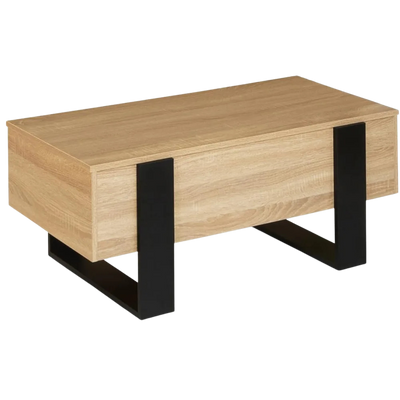 Table basse relevable en bois et noir style industriel