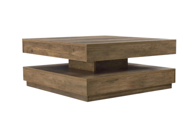 Table basse carrée avec plateau pivotant et plateau inférieur